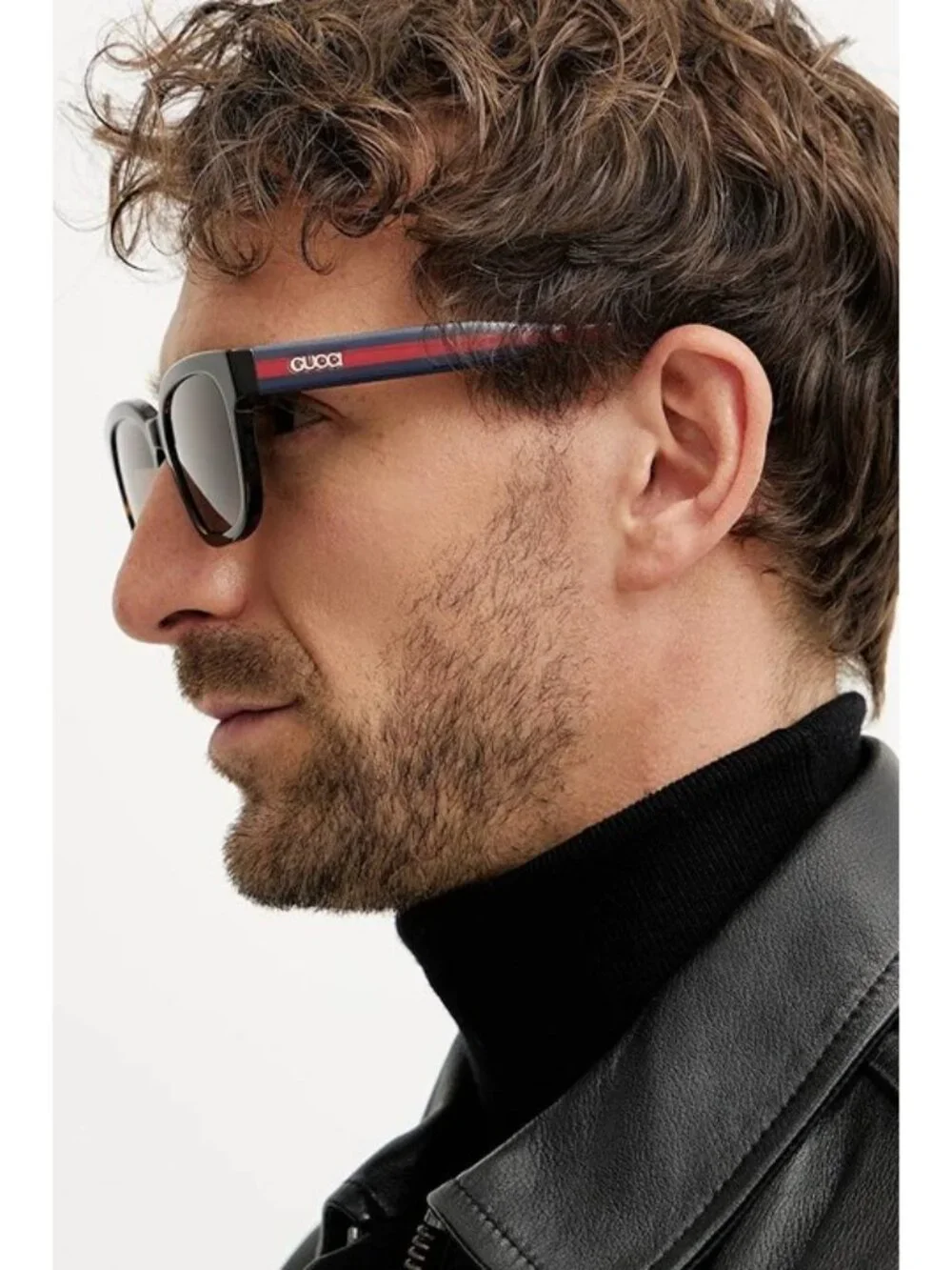 Gucci GG1872SK 002 Sunglasses Dark Havana/Blue/Red Square Frames